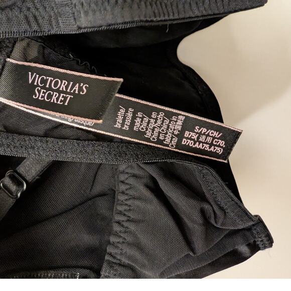 Victoria's Secret Triangle Bralette Rhinestone Embellished Black Small Intimates - Picture 2 of 5